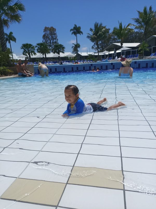 playing in water